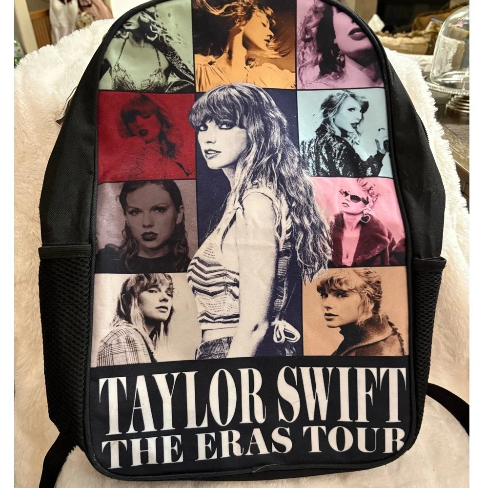 Taylor Swift The Eras Tour Backpack Black Multi Color Kids School Bag with Charm